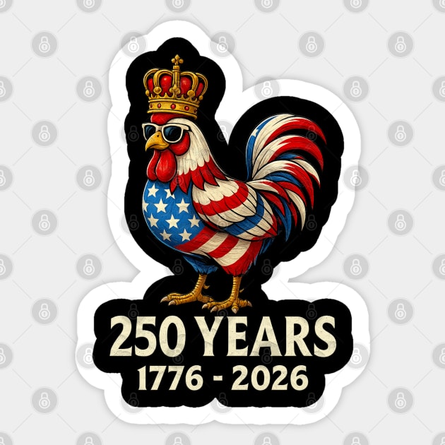 250 Years Anniversary 1776 2026 Chicken US Flag Sticker by Db Printed